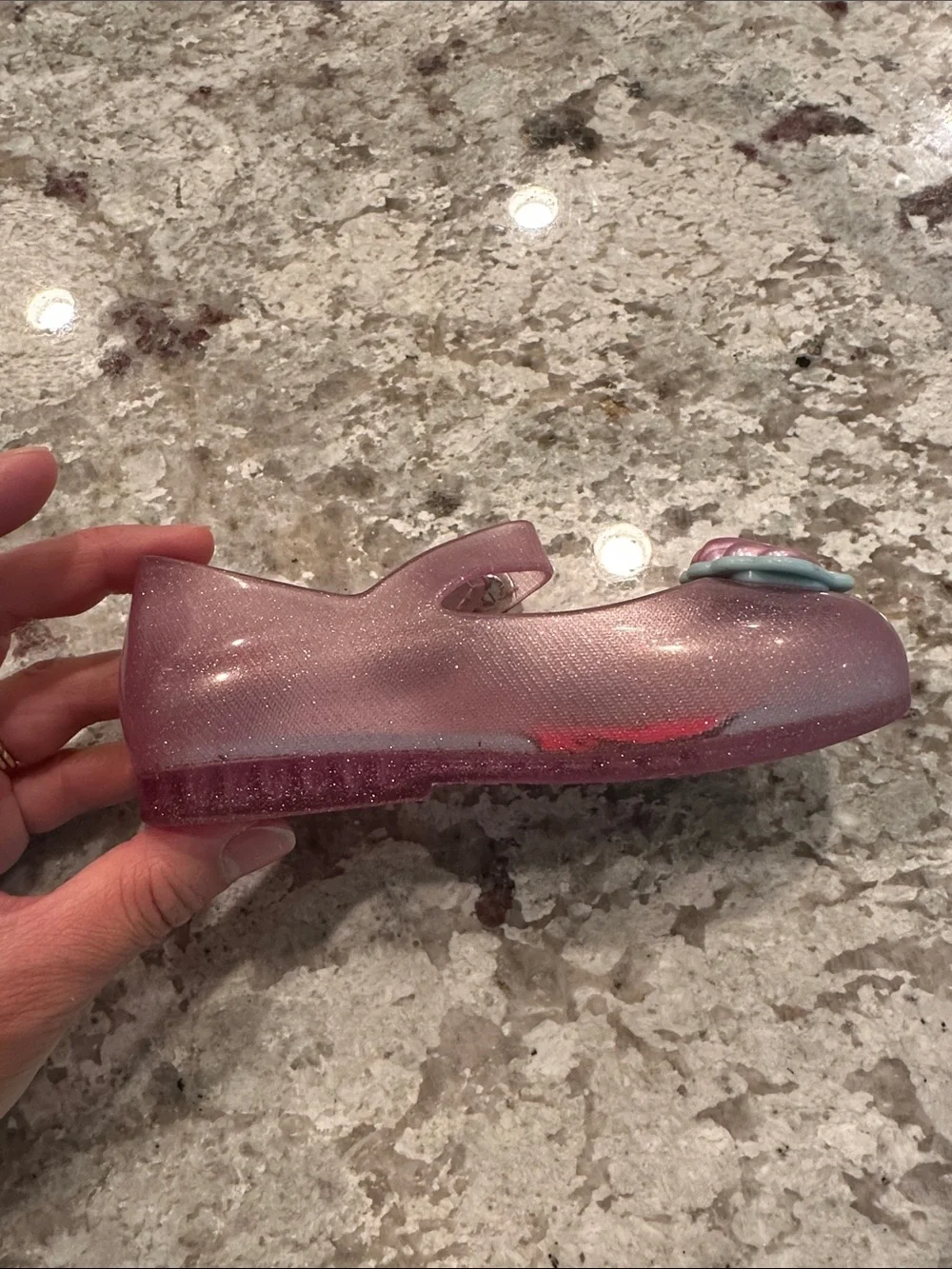 Mini Melissa Girls Pink Glitter Ariel Jelly Dress Shoes